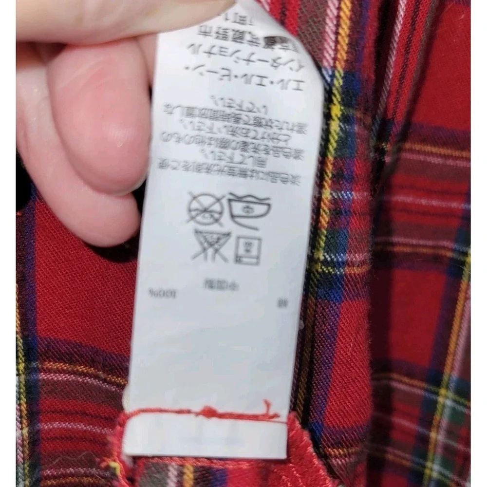 LL‎ Bean Night Gown Women's L Red Green Scotch Plaid Flannel Cotton Christmas